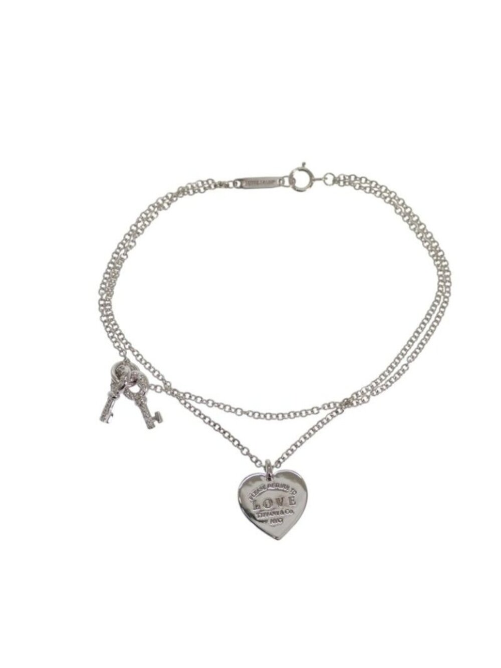 Tiffany & Co Love Heart Tag Key Return to Tiffany Bracelet 18k White Gold
